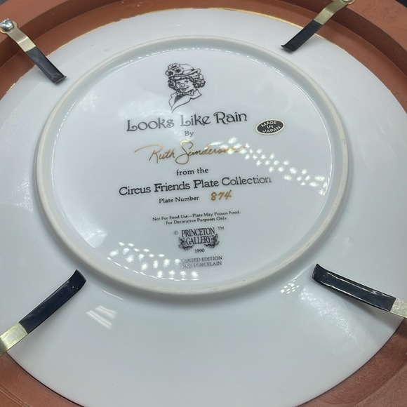 RUTH SANDERSON 1990 LOOKS LIKE RAIN CLOWN COLLECTOR PLATE PORCELAIN - Picture 3 of 3